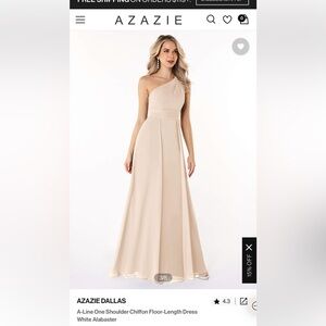 Azazie Dallas One Shoulder Dress in White Alabaster Size 0